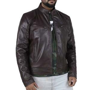 Chaqueta de Cuero Asimétrica para Hombre, Estilo Biker, con Cierre Central, para Invierno, Moderna, Urbana, de Manga Larga, Impermeable, de Secado Rápido - Product Image 3