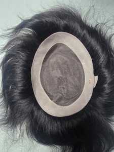 Taz Hair BD Mono Base, Cabello Humano Remy Indio, Toupee Estilo Yaki, Ondas Súper Definidas, Trama Única para Sistema Capilar de Encaje para Hombres - Product Image 1