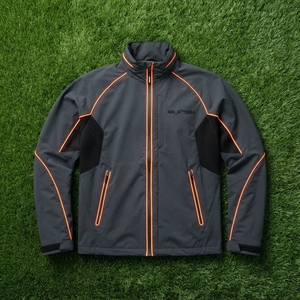 Veste coupe-vent pour homme, noire avec bordure orange, col montant, fermeture éclair intégrale, empiècements en mesh, veste de sport pour activités de plein air et course à pied - Product Image 5