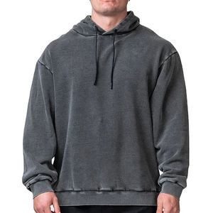 Comfortable Men's Acid Wash <b>Hoodies</b> Fall Winter Premium 100% Cotton Embroidered <b>Plain</b> Dyed Oversized Fleece For Winter Season - Product Image 1