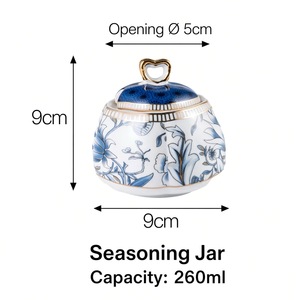 Luxury Bone China Floral Pattern Kitchen Seasoning Jar Salt & <b>Vinegar</b> Seasoning Pots Set Fine Durable For Kitchen Storage - Product Image 5