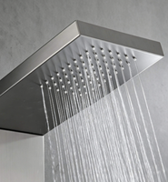 Système de douche mural LED noir de luxe moderne avec robinet thermostatique, jets de pluie et de massage, finition brossée douce, idéal pour les hôtels