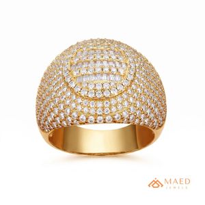 14K Gold Plated Baguette Moissanite <b>Ring</b> <b>Men</b> Hip Hop Iced Out Luxury Statement Diamond Look Jewelry <b>Ring</b> - Product Image 1