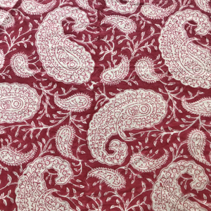 Ethnic Paisley Motif Hand Block Print Cotton Fabric for Apparel & Home Use - Product Image 1