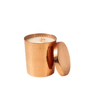 Pot à bougie rond en métal de luxe en gros avec couvercle, finition cuivre, or rose et laiton doré, bougie décorative pour la décoration intérieure - Product Image 3