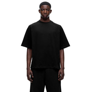 mens <b>black</b> jet <b>black</b> <b>plain</b> solid blank raglan sleeve relaxed fit short sleeve <b>tshirt</b> crewneck basic tee top - Product Image 4