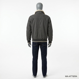 <b>Mens</b> Gray <b>Sherpa</b> Collar Bomber <b>Jacket</b> Streetwear <b>Mens</b> Winter <b>Jackets</b> Wholesale <b>Jacket</b> For <b>Men</b> - Product Image 4