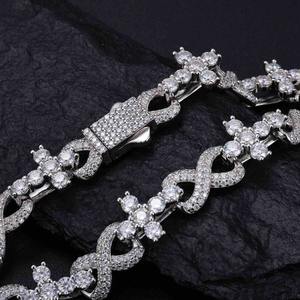 Pulsera de Plata de Ley 925 con Cruz Infinita y Moissanita VVS, Pulsera Fina con Baño de Rodio Color D, Pasa la Prueba del Diamante - Product Image 3