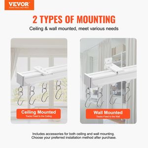 Set di binari per tende da soffitto bianco 8.9 FT/2.7 metri con ganci per divisori e accessori - Product Image 2