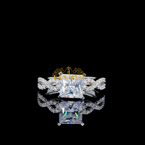 Anillo de Compromiso Tasnim para Mujer, Corte Princesa, Chapado en Oro de 18K, Moissanita VVS, Corte Pera, Engaste de Garras, Estilo Clásico, Banda de Diamantes - Product Image 1