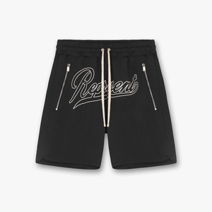 Shorts Bermuda Brodés pour Hommes, Noir, avec Cordon de Serrage, Poches Zippées, Style Casual - Product Image 1