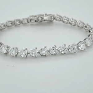 Ensemble de bracelets fins de type tennis en or blanc 14 carats avec diamants de laboratoire taille brillant rond pour femme - Vente en gros - Product Image 2