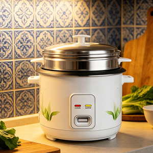 Mini cuiseur à riz 2,8 L, cuve intérieure en acier inoxydable, commande mécanique, cuisson rapide, appareil électroménager, forme cylindrique, blanc, 1000 W - Product Image 6