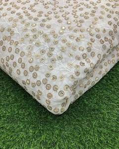 African <b>Sequin</b> Lace Fabric Beaded Embroidery Mesh Fabric Party Wear Wedding Dress Fabric Wholesale - Product Image 1