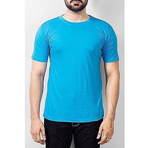 T-shirt décontracté pour homme 100 % coton anti-plis à col rond, coupe ample, manches courtes, avec logo frontal, motif uni, tissu tricoté 200g - Product Image 4