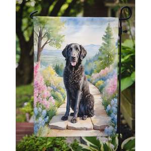 Bandera de jardín Retriever con revestimiento rizado Multicolor, bandera decorativa de camino de primavera para Patio, ilustraciones, camas de flores, tamaño de bandera de buzón - Product Image 3