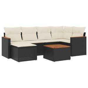 Conjunto de Sofás Modulares Grandes de Ratán Sintético Negro para Jardín, Muebles Modulares Elegantes para Exteriores - Product Image 2