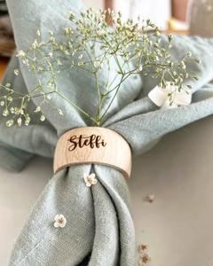 Wooden Napkin <b>Ring</b> Roundwood napkin table decor Personalized <b>Name</b> Steffi Nordic Style Eco-Friendly Wedding Table Decoration - Product Image 1