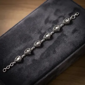 Healing Clear Crystal Quartz <b>Solid</b> 925 <b>Silver</b> Intricate Design Gorgeous <b>Bracelet</b> Bezel Set Women's Jewelry Everyday Wear - Product Image 5