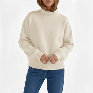 Sudadera de Invierno para Mujer con Capucha y Cuello Alto, Hombros Caídos, Tejido de Forro Polar, Ecológica, con Impresión Frontal Personalizada - Product Image 1