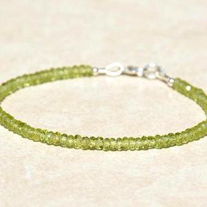 Pulsera de plata facetada de Peridoto, forma de rondelle, piedras preciosas sueltas, fabricación de joyas, calidad increíble natural - Product Image 2