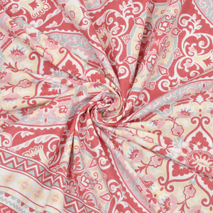 Coral Pink Heritage Print <b>King</b> <b>Size</b> Cotton Bedsheet Set with <b>Pillow</b> Covers Soft Breathable Bed Linen - Product Image 4