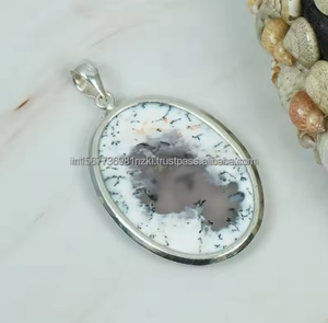 Collar con colgante de ópalo dendrítico, colgante dendrítico ovalado de Plata de Ley 925, colgante de ágata de dendrita, regalos de plata para mujer, joyería - Product Image 3