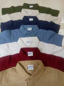 เสื้อเชิ้ตผ้าสักหลาดผ้าฝ้ายสีพื้นสำหรับเด็กวัยหัดเดินเด็กผู้ชาย6-36เดือนแขนสั้นเปิดปกกระดุม - Product Image 6