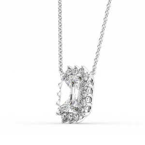 Elegante Collar con Colgante de Moissanita Corte Radiante y Halo, Plata de Ley 925, Racimo de Diamantes, Joyería Nupcial para Boda, Regalo para Mujer - Product Image 2