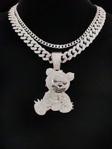 Divine Export Collar con Colgante de Plata 925 Plateada para Hombre, Estilo Hip Hop, con Dije de Oso de Moissanita, Cadena de Eslabones, Estilo de Dibujos Animados, IGI - Product Image 1