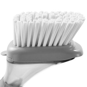 Spazzola per pentole con 3 testine, manico in PP e setole curve per la pulizia della cucina - Product Image 6