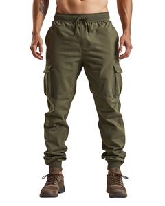 Pantalones Cargo Jogger para Hombre, Pantalones Estilo Cargo con Múltiples Bolsillos, Pantalones Deportivos de Algodón, Cintura Elástica, para Exteriores - Product Image 1