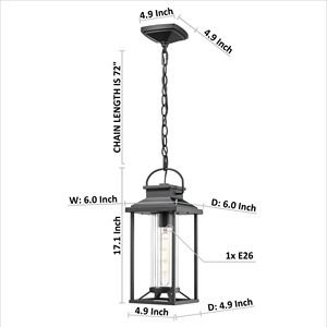 Lampadario esterno moderno per esterno con luce a costine nera per esterno per portico Gazebo Patio casa antiruggine impermeabile 1 confezione - Product Image 3