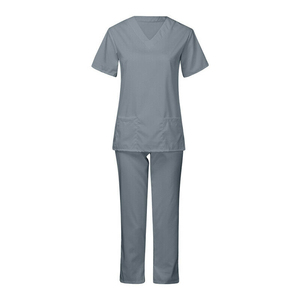 Conjunto de Uniforme Médico Unisex Azul Marino, Top con Cuello en V y Pantalones, Uniforme de Hospital, Tejido Elástico de Poliéster/Spandex, Sin Costuras, Detección de Agujas - Product Image 5