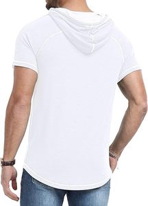 Men's Casual Hooded T-Shirts <b>Short</b> <b>Sleeve</b> Solid Color Pullover Tops Summer Fashion <b>Hoody</b> T-Shirts - Product Image 3