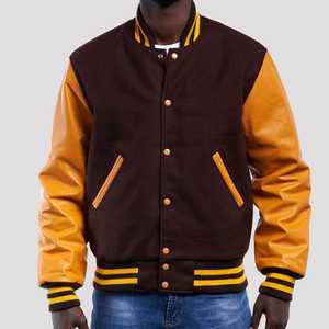 Chaqueta Varsity de Cuero Genuino Negro para Hombre, Marca Furat Leathers, con Bordado de León en la Parte Delantera, Cuello Alto y Cierre de Cremallera - Product Image 2