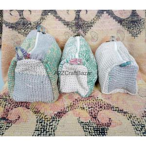 100% Pure Cotton Kantha Fabric Tassel Pattern Zipper Closure Soft Handle Eco-Friendly Durable Lightweight Reusable Vintage <b>Case</b> - Product Image 3