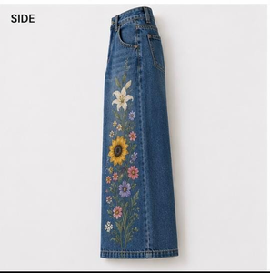 High Waist Wide Leg Denim Pants <b>Floral</b> Embroidery Bohemian Style Ankle Length Loose Fit Women's <b>Jeans</b> Spring Cotton Woven - Product Image 4