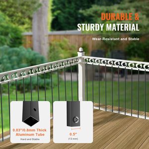 Set di 11 Balaustre Quadrate in Lega di Alluminio per Scale, 44FT X 0.5FT, Pali Decorativi per Ringhiere di Terrazze - Product Image 2