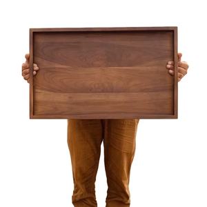 Vaisselle décorative rectangulaire en bois massif véritable naturel, plateau de service à fruits, plateau de service à café, plateau de service à café - Product Image 1