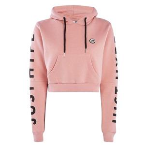 Hoodie long personnalisé pour femme, style streetwear, avec manches bouffantes, en velours tricoté, logo imprimé numériquement, 100% coton - Product Image 1