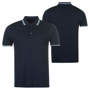 Polo à manches courtes pour homme, bleu marine, coton piqué, respirant, décontracté, couleur unie, tricoté, boutonné devant, coupe classique - Product Image 1