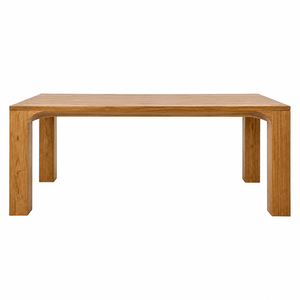 Table à manger rectangulaire contemporaine en teck massif, écologique, avec coins concaves en relief, pieds carrés, 10 places, pour villa ou hôtel - Product Image 1