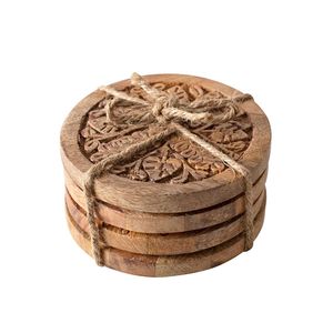 Artisan Crafted Wooden Coaster Set With Natural Wood Grain Texture Durable Reusable Drink Protection Mats - Product Image 1