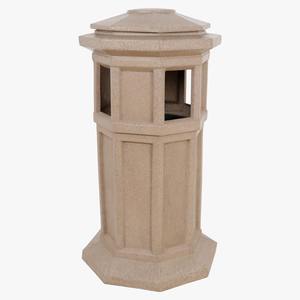 Outdoor Sandstone Trash Bin Marble Finish Garden Waste Container Stone Dustbin for Parks Street Patio Landscaping - Product Image 2