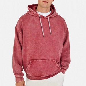 Sweat à capuche pour homme en molleton épais, coupe classique, style vintage, streetwear décontracté, épaules tombantes, avec poche, 100% - Product Image 1