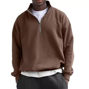 Sweat-shirts polaires pour hommes à demi-zip, multicolores, coupe oversize, col montant, fermeture éclair quart de tour, vente en gros OEM - Product Image 5