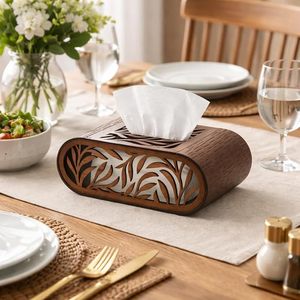 Modern Wooden Tissue Box Cover Laser Cut Decorative Napkin Holder Rectangle Tissue <b>Case</b> for Home Office - Product Image 3