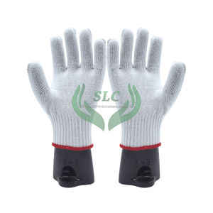 Cotton Knit Work <b>Gloves</b> Full Texture Anti-Slip Durable General Purpose Safety <b>Gloves</b> with Knit Wrist <b>Red</b> Trim - Product Image 3