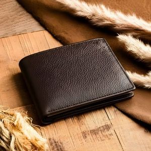 Portefeuille Homme en Cuir Véritable Texturé, Double Compartiment à Billets, Fenêtres d'Identité Centrales, Poches Compactes pour Monnaie, Porte-Monnaie Professionnel - Product Image 4